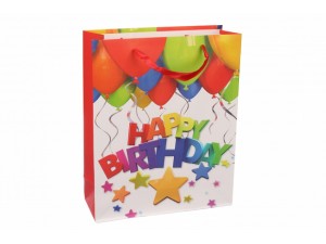Пакет подарунковий "Happy Birthday з кульками" (03), 26х32х10см
